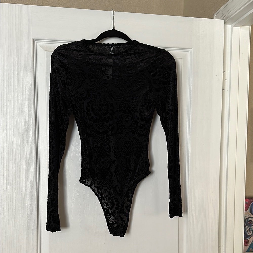 Black Lace Long Sleeve Bodysuit